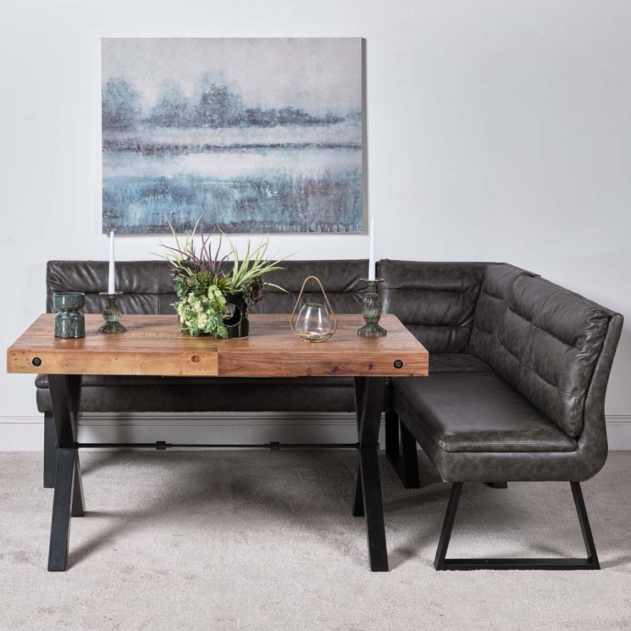 Woods Urban 140180cm Dining Table & Industrial Corner Bench Grey