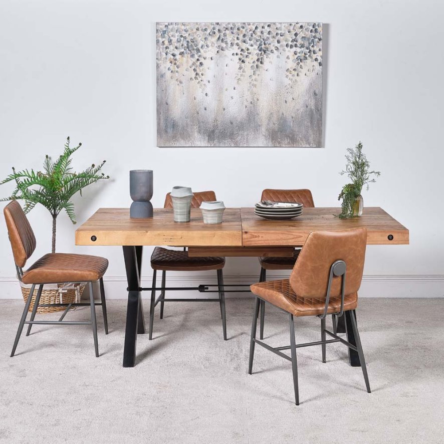 Woods Urban 180-240cm Dining Table & 4 Digby Dining Chairs - Tan