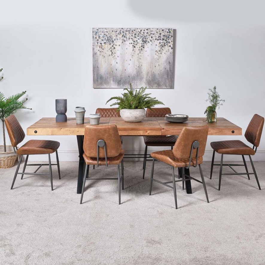 Woods Urban 180240cm Dining Table & 6 Digby Dining Chairs Tan