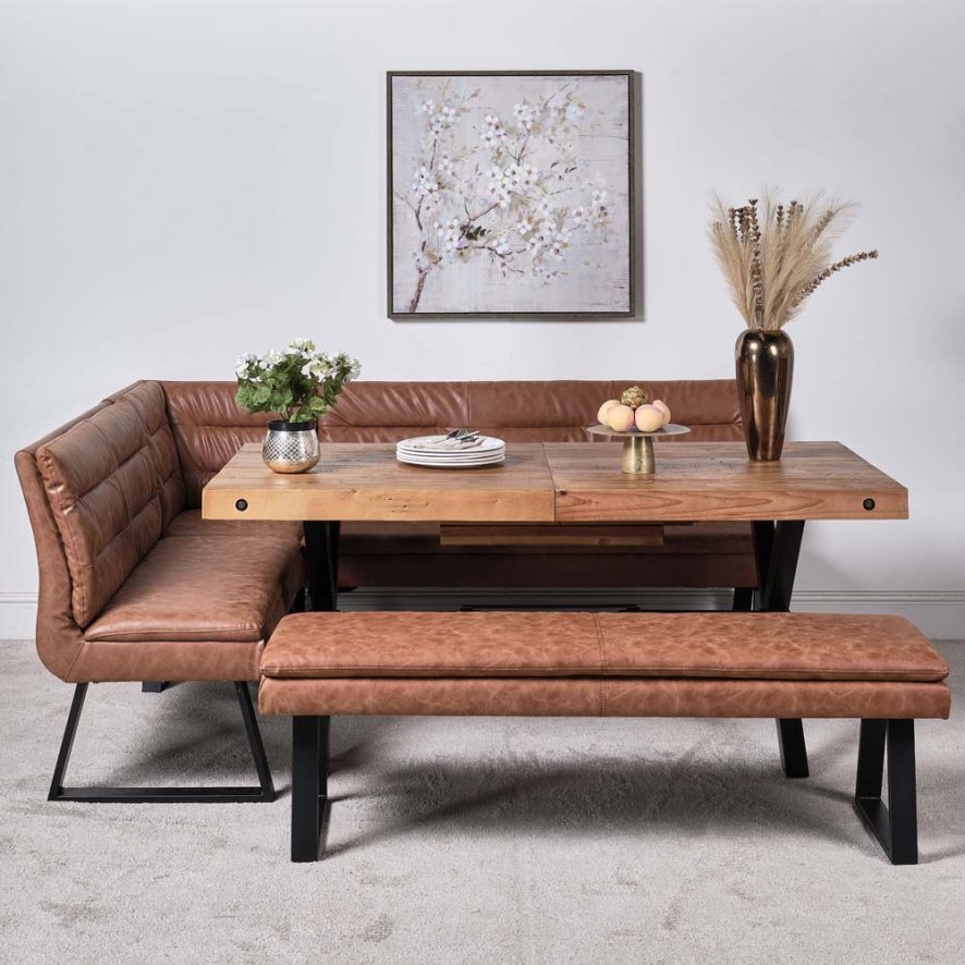 Woods Urban 180240cm Dining Table & Industrial Corner Bench & Low