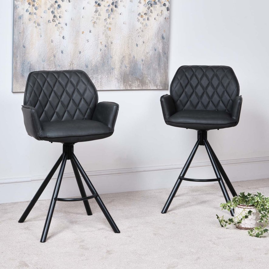 Clearance Twist Bar Stool - Grey (Set of 2)