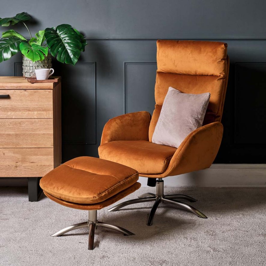 Helena Chair And Footstool Mustard
