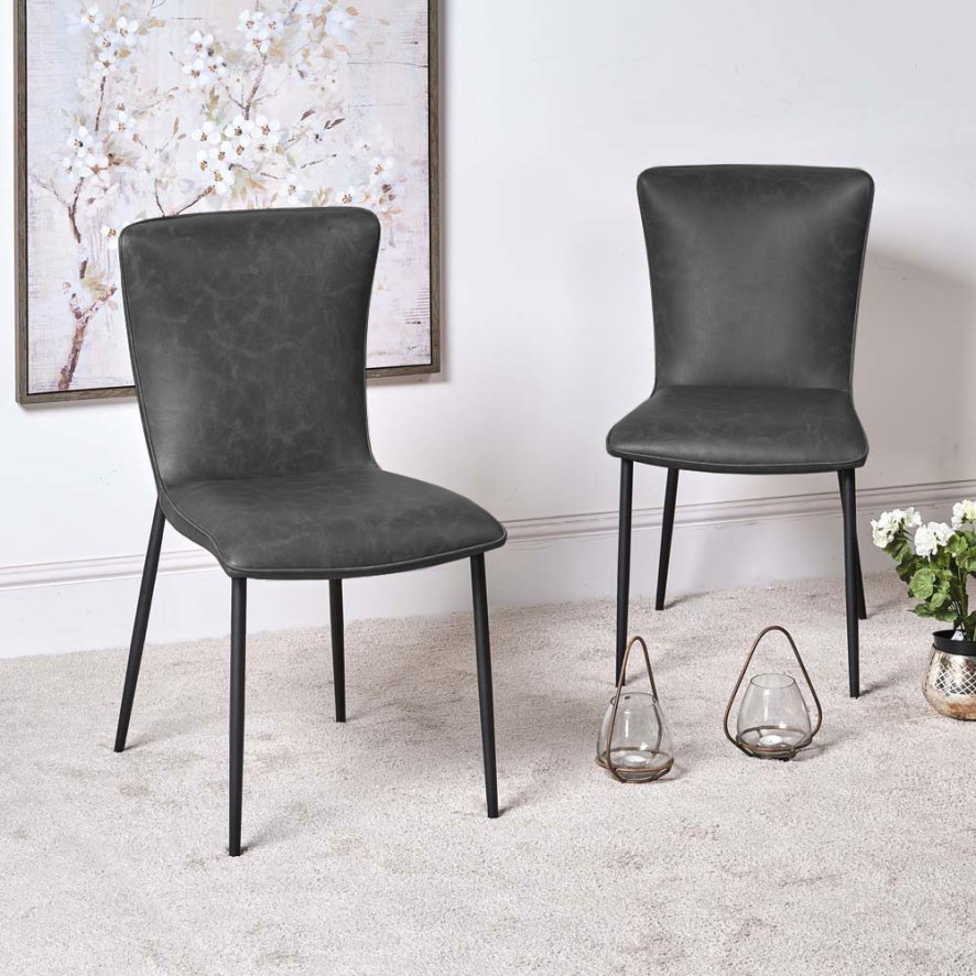 Ellie Dining Chair Pair Grey CLEARANCE Woods Furniture