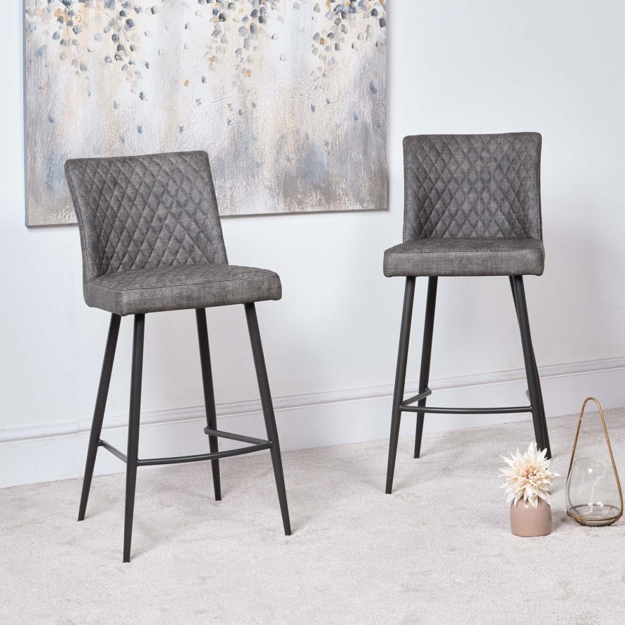 Clearance Industrial Bar Stool - Grey (Set of 2)