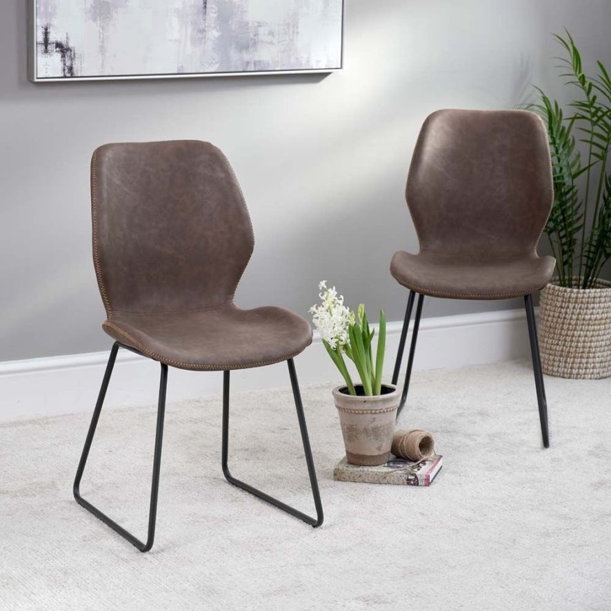 Clearance Callum Dining Chair - Dark Brown (Set of 2)