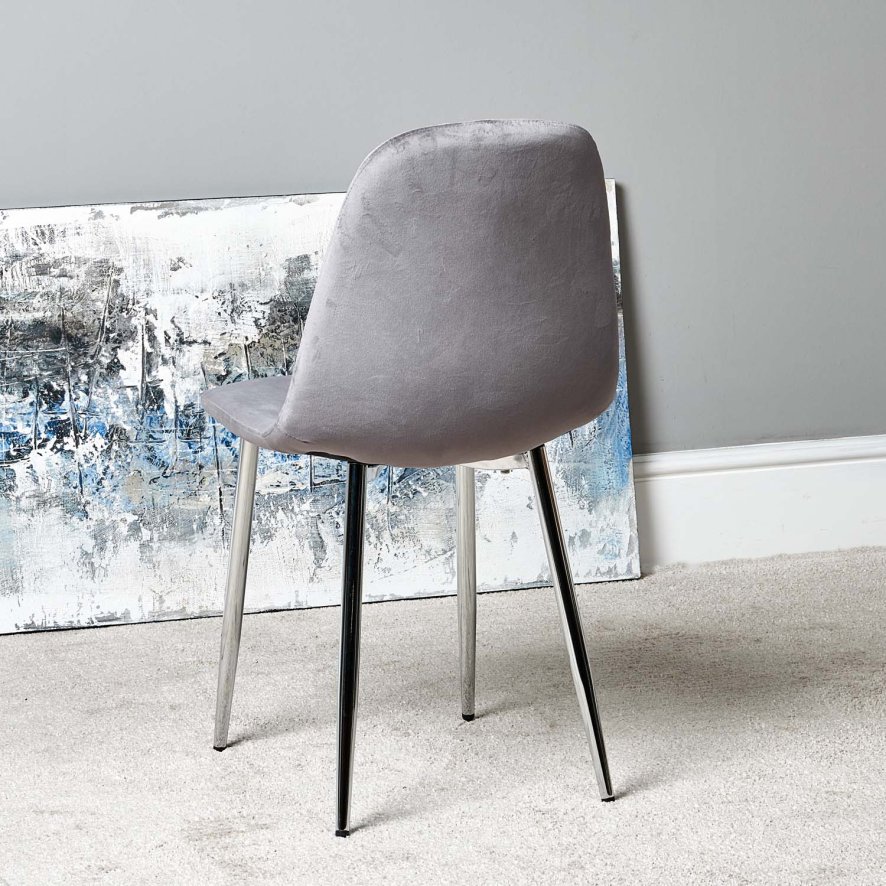 Woods Archie Dining Chair Chrome Legs Light Grey (Set of 2) Woods