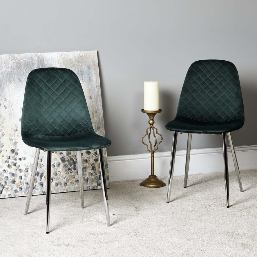 Dark green velvet dining chairs deals
