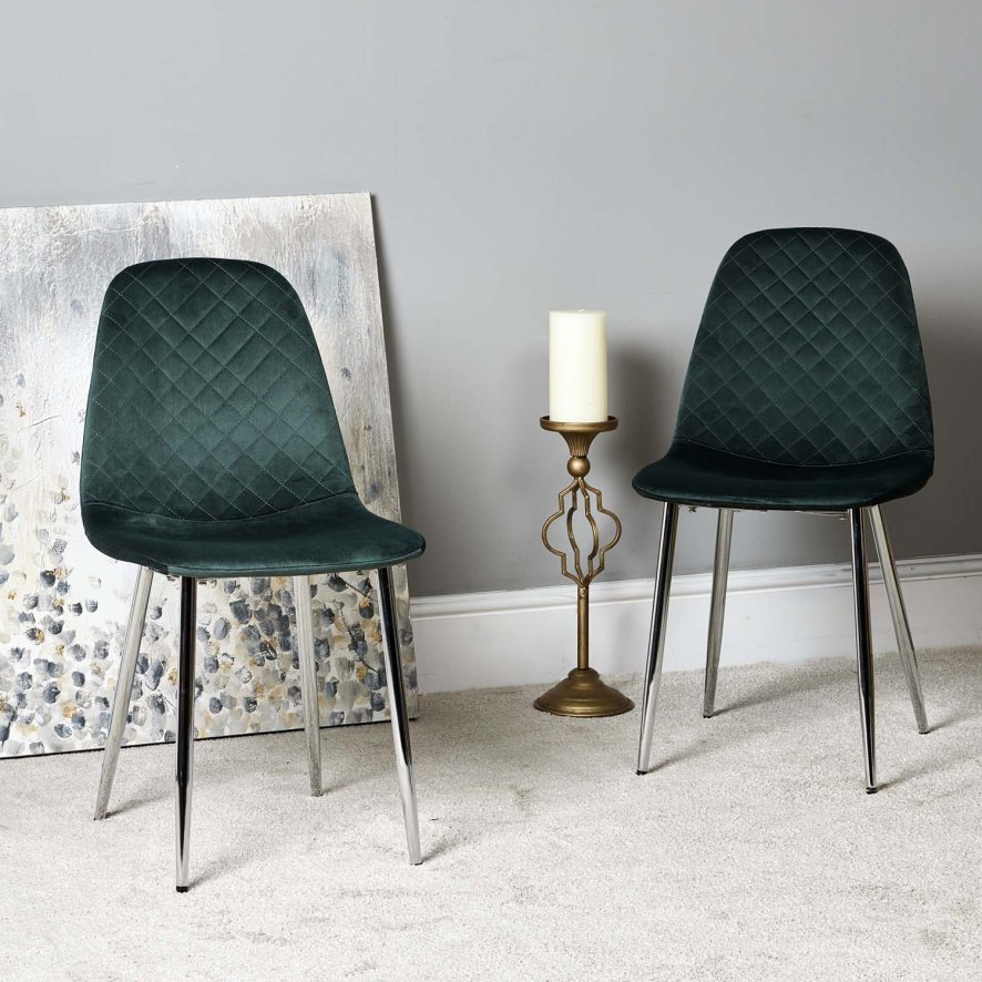 An image of Archie Dark Green Dining Chair Set of 2