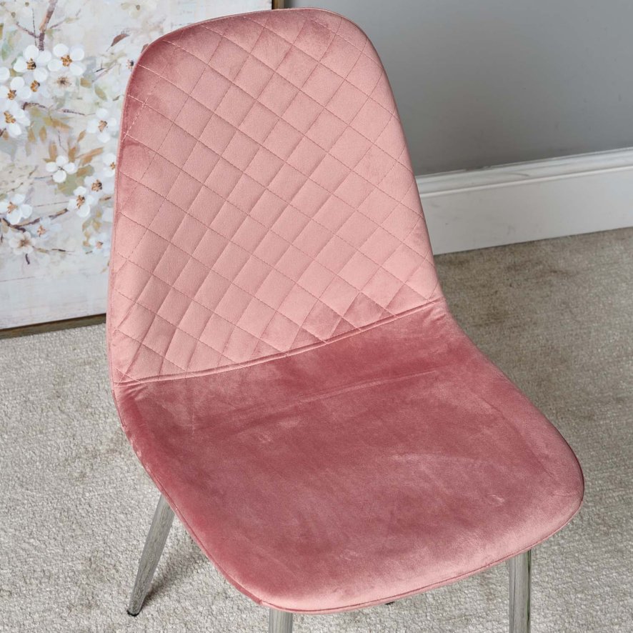 Clearance Archie Dining Chair Chrome Legs Pink (Set of 2) Woods