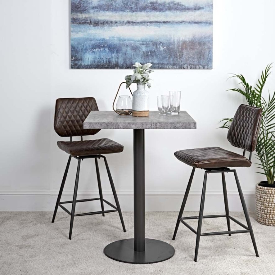 Woods Industrial Bar Table - Faux Concrete