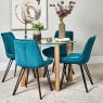 Woods Lutina 100cm Glass Dining Table & 4 Chase Dining Chairs - Teal