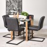 Woods Lutina 100cm Glass Dining Table & 4 Vintage Dining Chairs - Grey