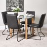 Woods Lutina 100cm Glass Dining Table & 4 York Dining Chairs - Grey