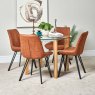 Woods Lutina 100cm Glass Dining Table & 4 Finnick Dining Chairs - Tan