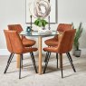 Woods Lutina 100cm Glass Dining Table & 4 Finnick Dining Chairs - Tan
