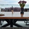 Woods Soho Dining Table 200cm with Industrial Corner Bench and Industrial Low Bench - Grey