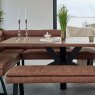 Woods Soho Dining Table 200cm with Industrial Corner Bench and Industrial Low Bench - Tan