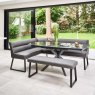 Woods Ravenna Motion Table in Grey with Paulo RHF Corner Bench and Paulo Low Bench in Anthracite