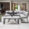 Woods Ravenna Motion Table in Grey with Paulo LHF Corner Bench and Paulo Low Bench in Grey