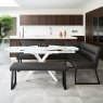 Clearance Ravenna Motion Table in White with Paulo LHF Corner Bench and Paulo Low Bench in Anthracite