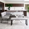 Woods Ravenna Motion Table in White with Paulo RHF Corner Bench and Paulo Low Bench in Grey