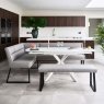 Clearance Ravenna Motion Table in White with Paulo RHF Corner Bench and Paulo Low Bench in Grey