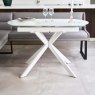 Clearance Ravenna Motion Table in White with Paulo LHF Corner Bench with Paulo Low Bench in Grey