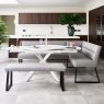 Clearance Ravenna Motion Table in White with Paulo LHF Corner Bench with Paulo Low Bench in Grey