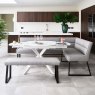 Woods Ravenna Motion Table in White with Paulo LHF Corner Bench with Paulo Low Bench in Grey