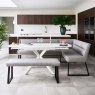 Woods Ravenna Motion Table in White with Paulo LHF Corner Bench with Paulo Low Bench in Grey