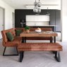Woods Adelaide 140-180cm Extending Dining Table with Industrial Corner Bench in Tan with Flat Bench 138cm