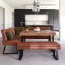 Adelaide 140-180cm Extending Dining Table with Industrial Corner Bench in Tan with Flat Bench 138cm