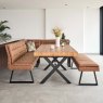 Woods Urban 140-180cm Extending Dining Table with Industrial Corner Bench & Low Bench in Tan