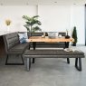 Woods Urban 140-180cm Extending Dining Table with Industrial Corner Bench & Low Bench in Grey