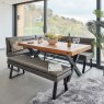 Urban 180-240cm Extending Dining Table with Industrial Corner Bench & Low Bench in Grey
