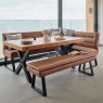 Woods Urban 180-240cm Extending Dining Table with Industrial Corner Bench & Low Bench in Tan