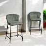 Woods Tristan Petrol Fabric Bar Stool (Set of 2)