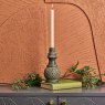 Mini Diamond Pattern Wooden Candle Stick - Grey Mud