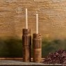 Woods Centre Straight Lines Wooden Candle Holder in Rust - Small