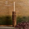 Woods Centre Straight Lines Wooden Candle Holder in Rust - Large