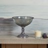 Woods Glass Dots Border Fruit Bowl with Base in Luster Grey
