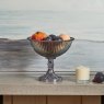 Woods Glass Dots Border Fruit Bowl with Base in Luster Grey