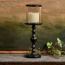 Woods Candle Stand with Glass in Black - Large
