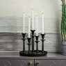 Round Candle Holder Tray with Five Candle Holders in Black