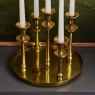 Woods Round Candle Holder Tray with Five Candle Holders in Gold