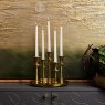 Woods Round Candle Holder Tray with Five Candle Holders in Gold