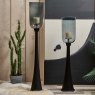 Woods Hurricane Pillar Candle Stand in Matt Black - Large