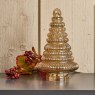 Woods Evergreen Tree Glass Ornament in Gold Luster