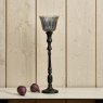 Woods Heptagon Candle Stick in Black with Removable Lotus Bell Tealight Holder in Grey 37.5cm