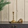 Woods Candle Stick in Light Gold with Removable Taper Bell Teaight Holder in Brown